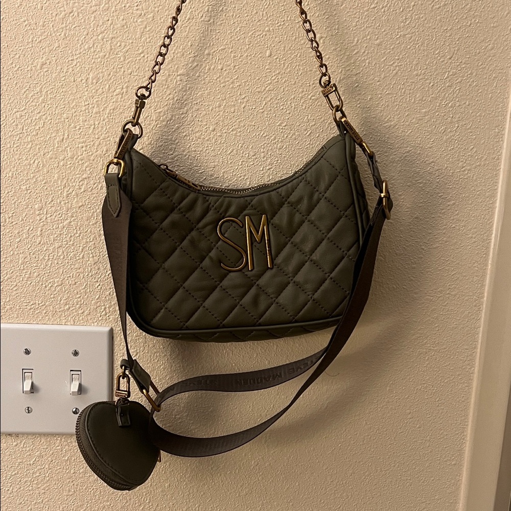 Quilted Camouflage Green Adjustable Steve Madden Shoulder Bag - Picture 3 of 16